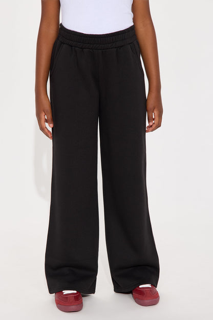 Mini Stole Your Bestie Wide Leg Sweatpants - Black