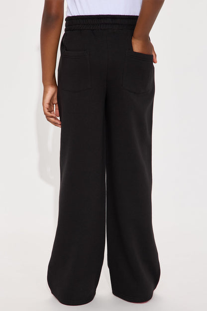Mini Stole Your Bestie Wide Leg Sweatpants - Black