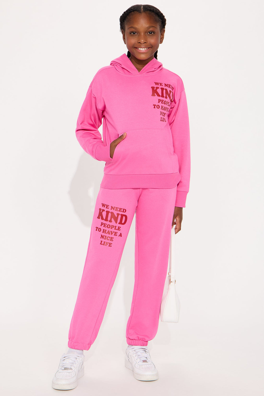Mini Be Kind Fleece Jogger Set II - Pink