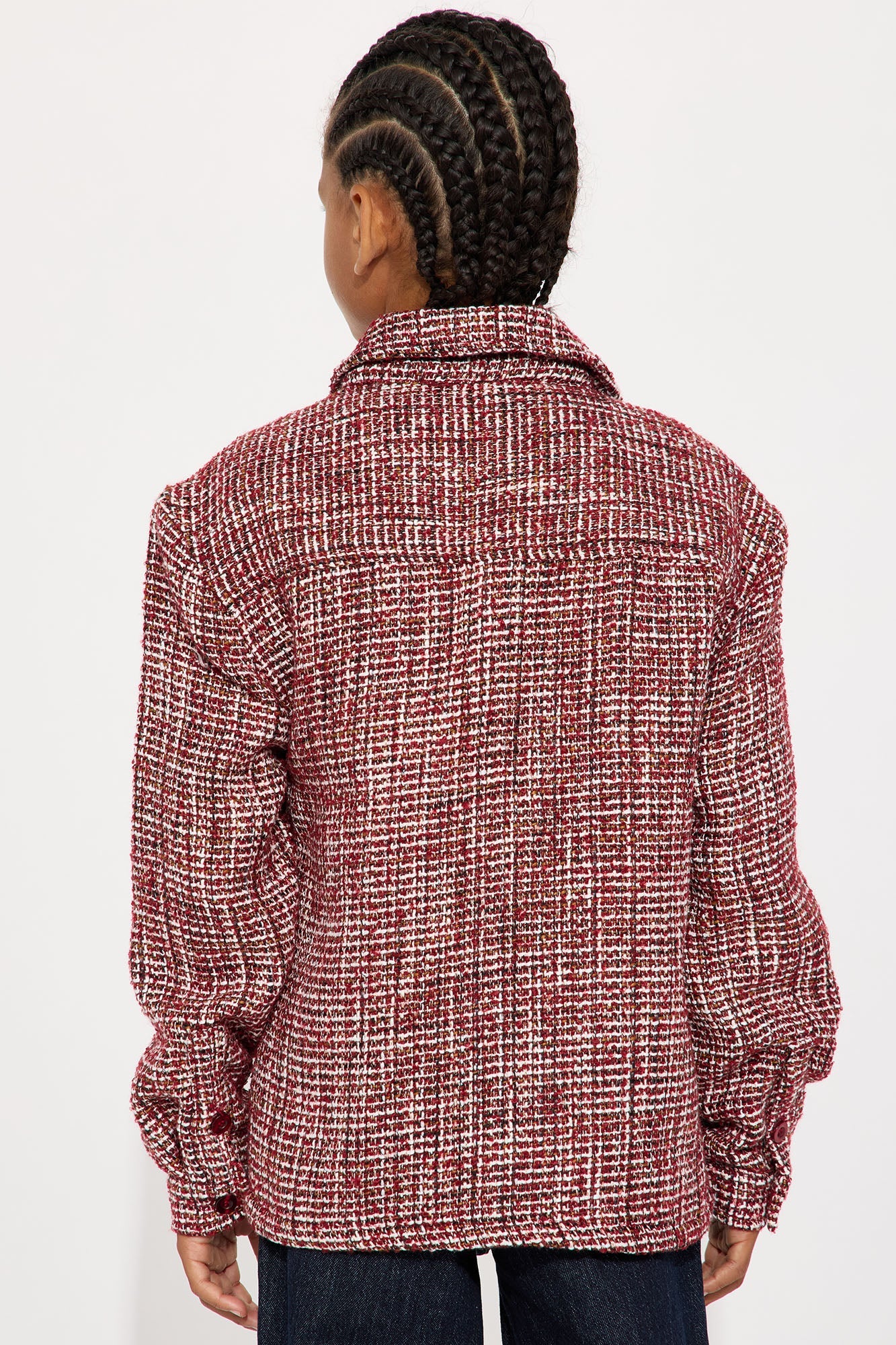 Mini Relaxed Weaved Textured Overshirt - Red