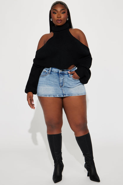 Karasi Cold Shoulder Sweater - Black