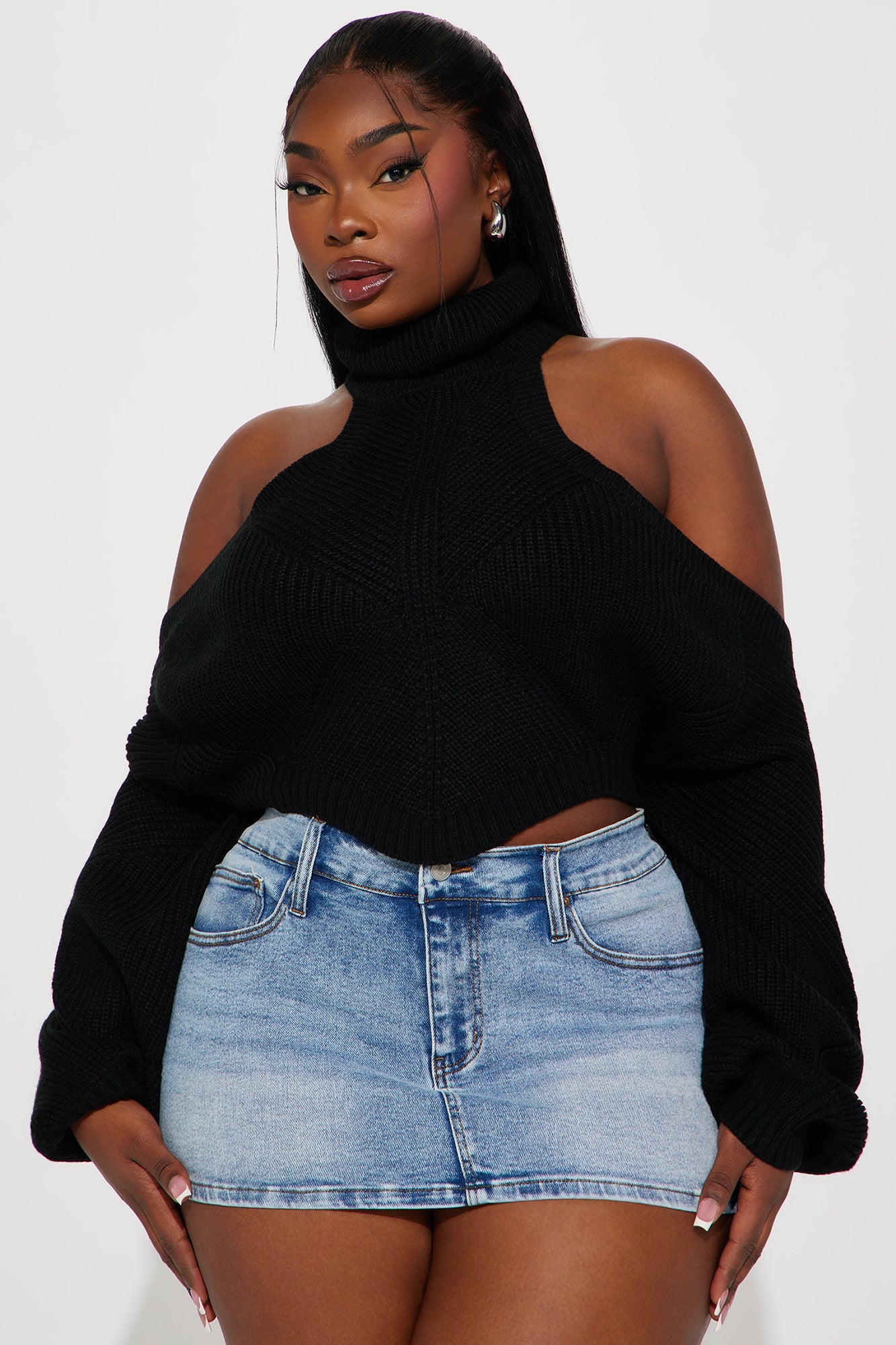 Karasi Cold Shoulder Sweater - Black