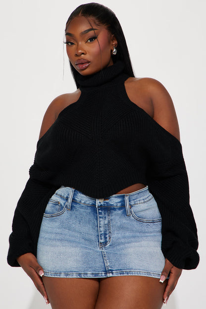 Karasi Cold Shoulder Sweater - Black