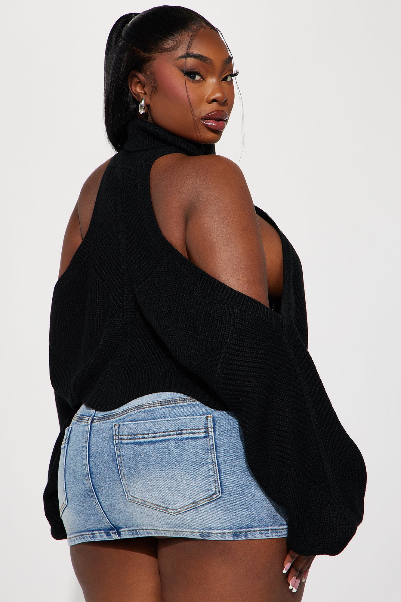 Karasi Cold Shoulder Sweater - Black