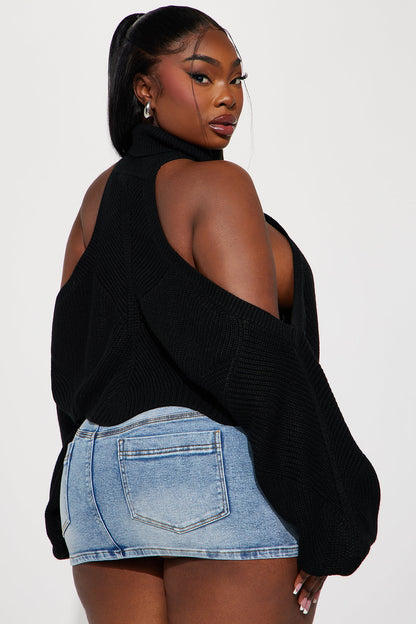 Karasi Cold Shoulder Sweater - Black