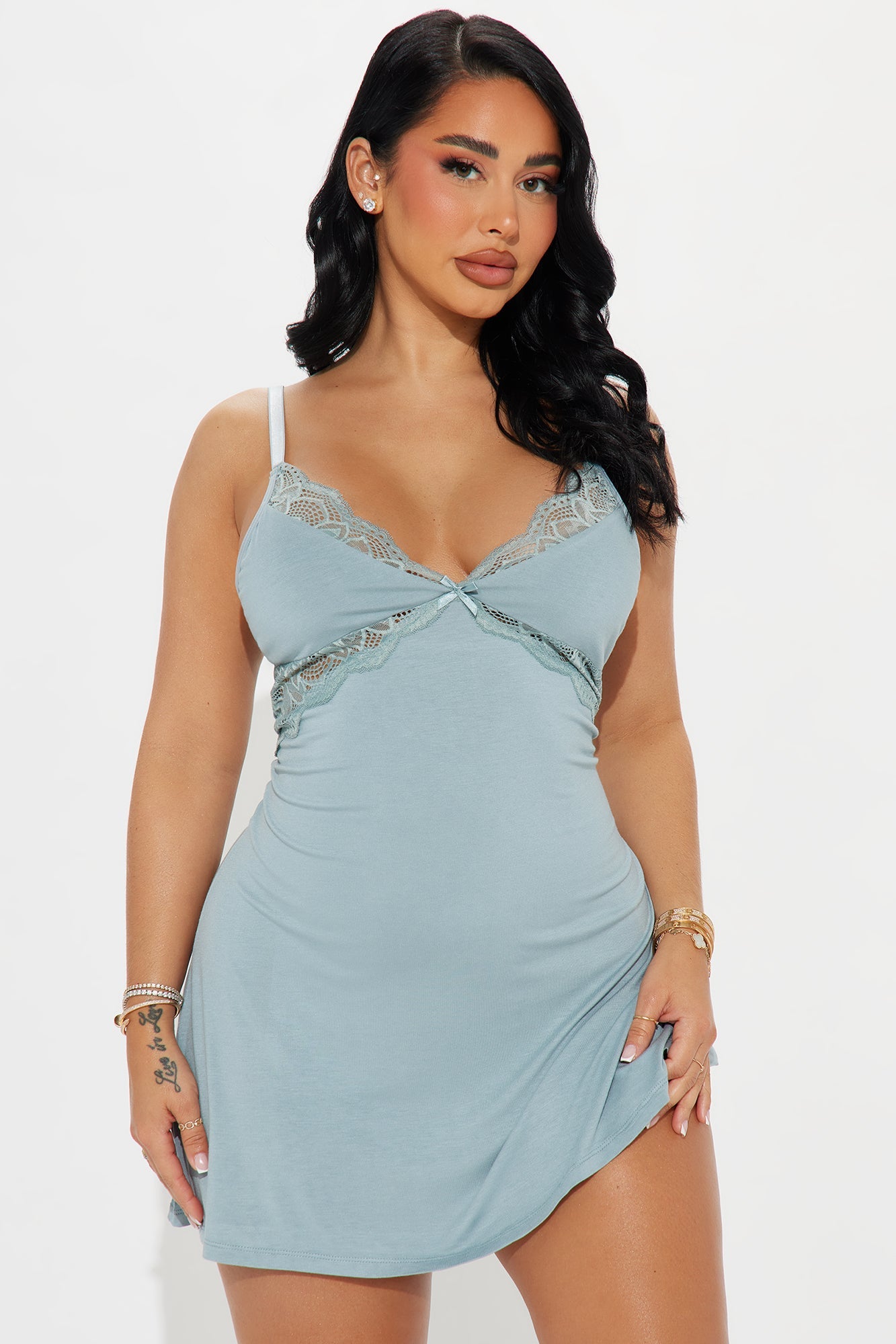 Wake Me Up PJ Sleep Dress - Slate Blue