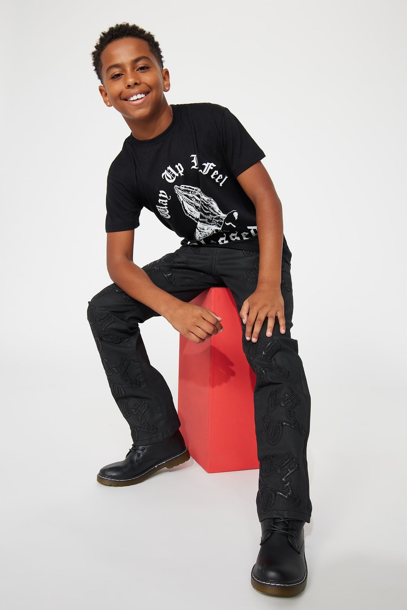 Mini Way Up I Feel Blessed T-Shirt - Black