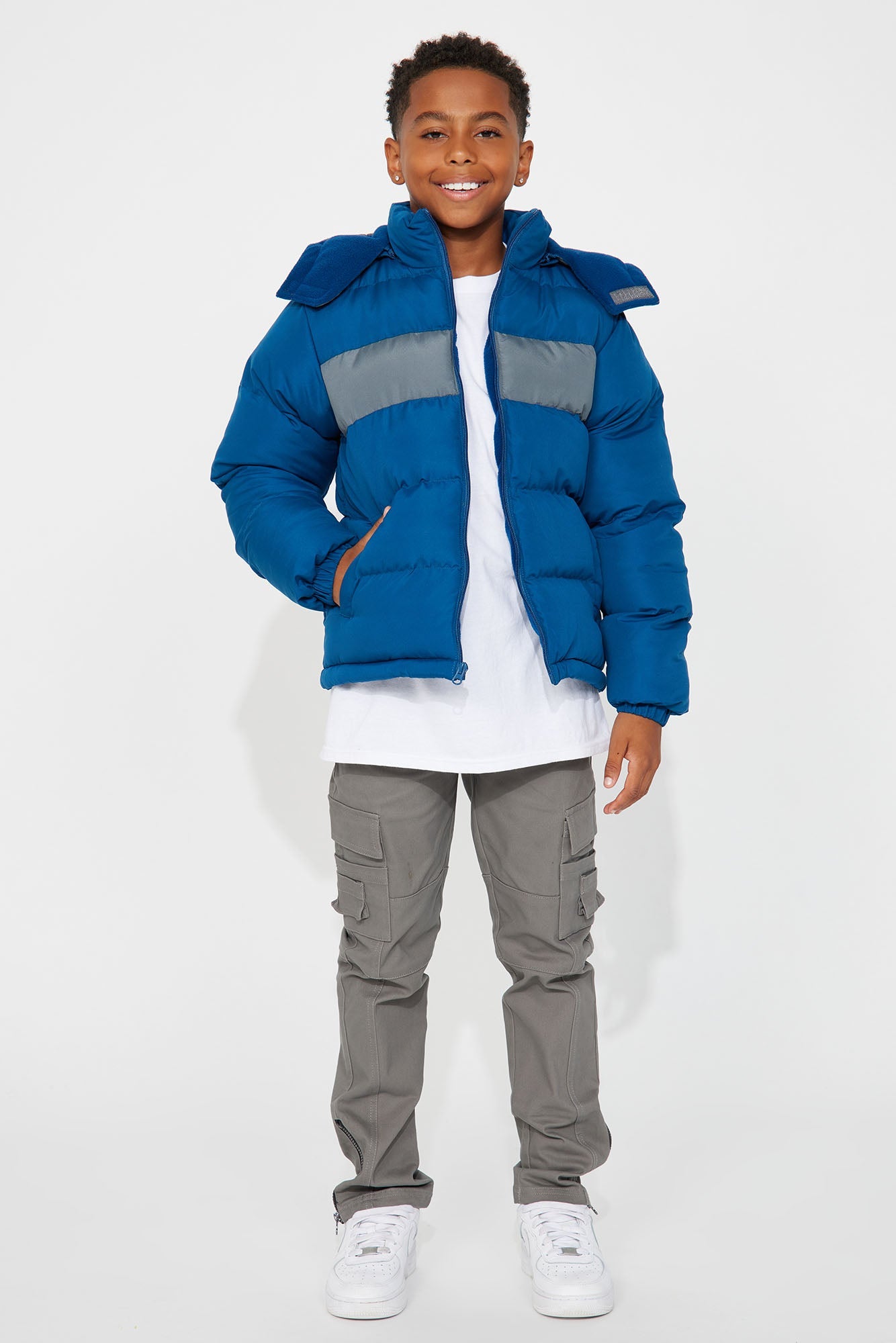 Mini Ready For The Colder Weather Puffer Jacket - Navy/combo