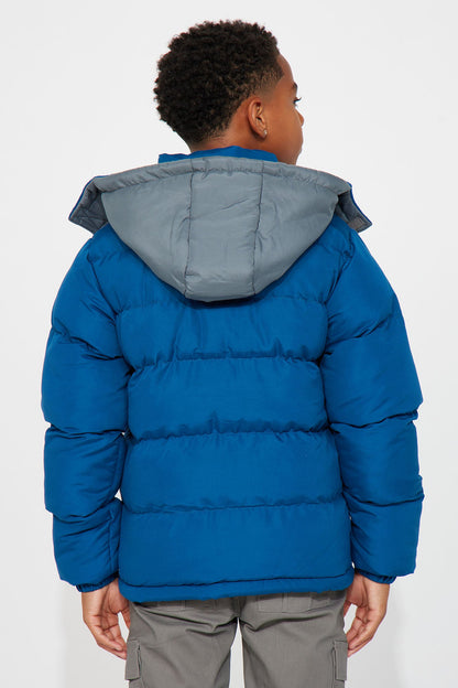Mini Ready For The Colder Weather Puffer Jacket - Navy/combo