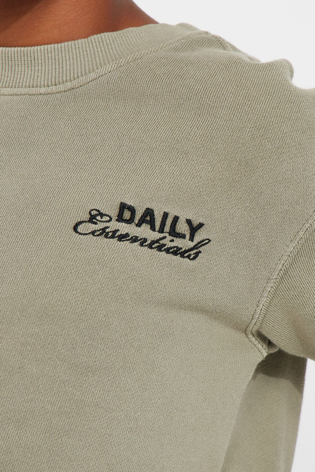 Mini Daily Embroidery Washed Terry Short Sleeve Tee - Olive