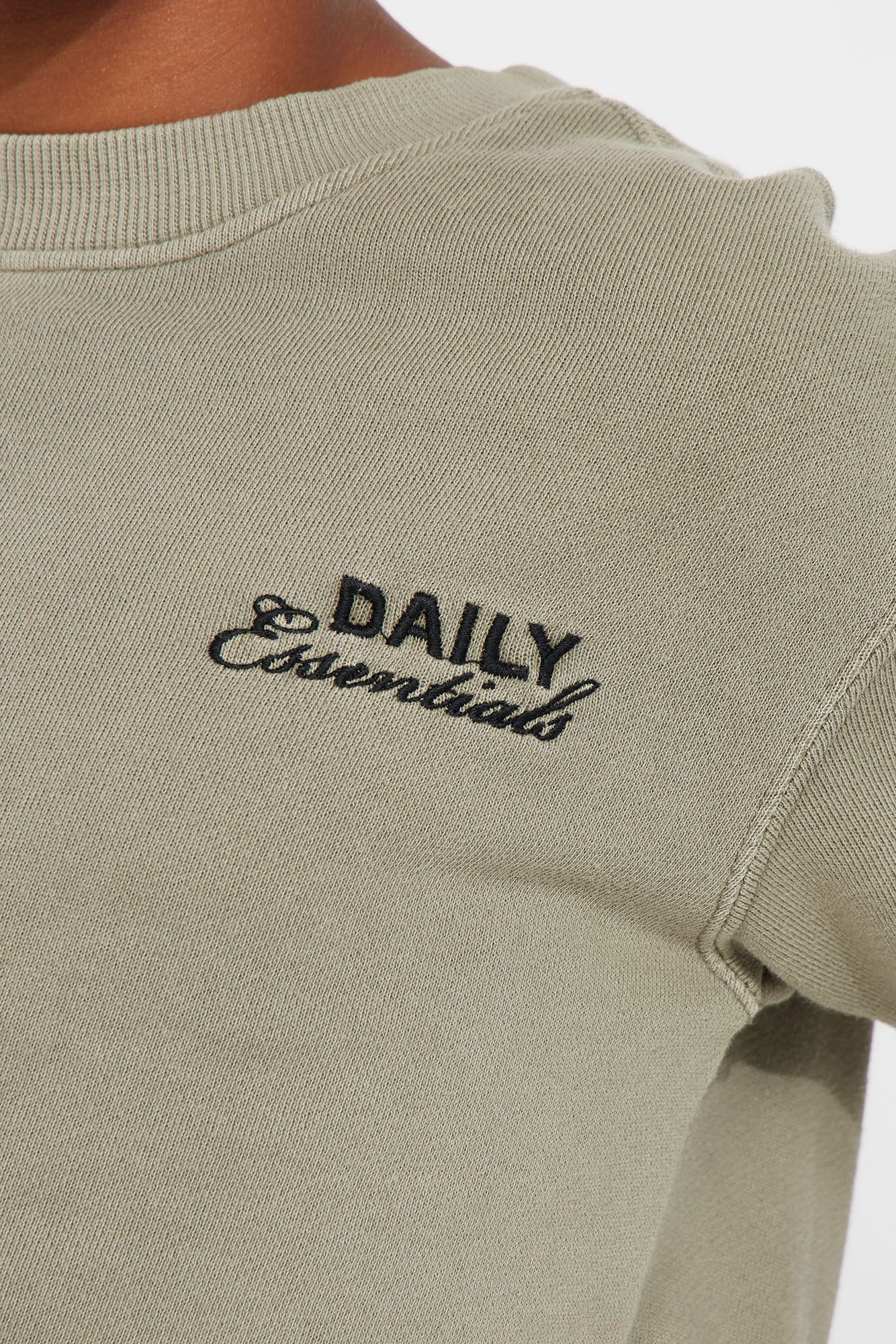 Mini Daily Embroidery Washed Terry Short Sleeve Tee - Olive