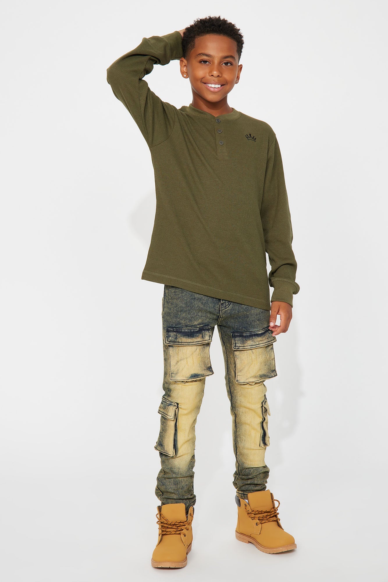 Mini Migo Cargo Denim Jean - Vintage Wash