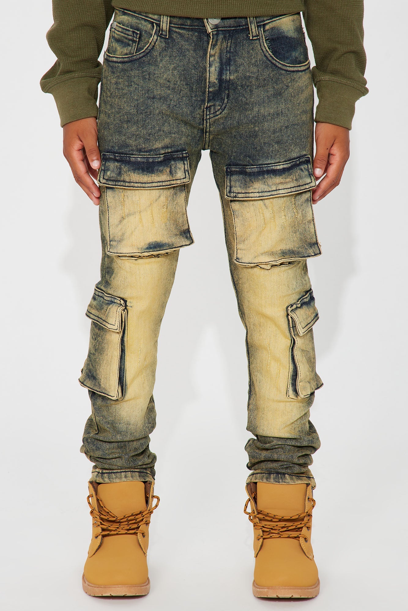 Mini Migo Cargo Denim Jean - Vintage Wash