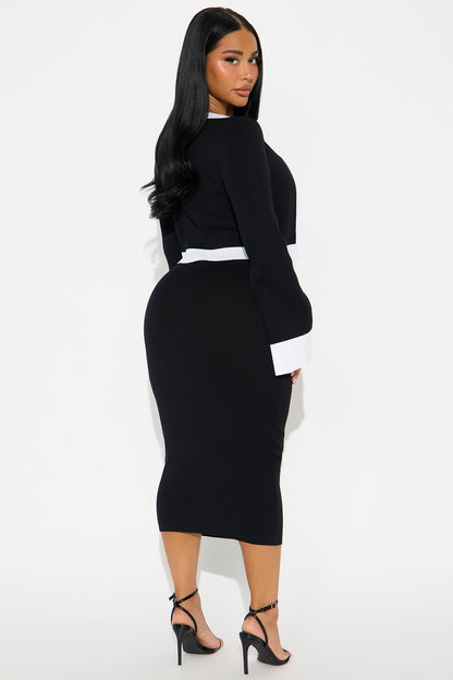 All I Want Sweater Midi Dress Set - Black/White