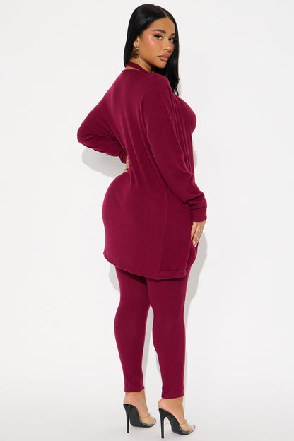 Shana Ribbed 2 Piece Jumpsuit - Burgundy