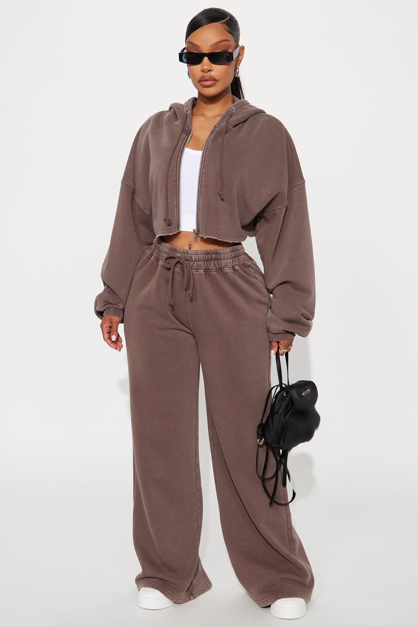 On The Go Fleece Pant Set - Chocolate