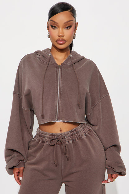 On The Go Fleece Pant Set - Chocolate