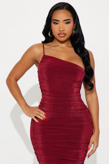 On Board Slinky Midi Dress - Wine