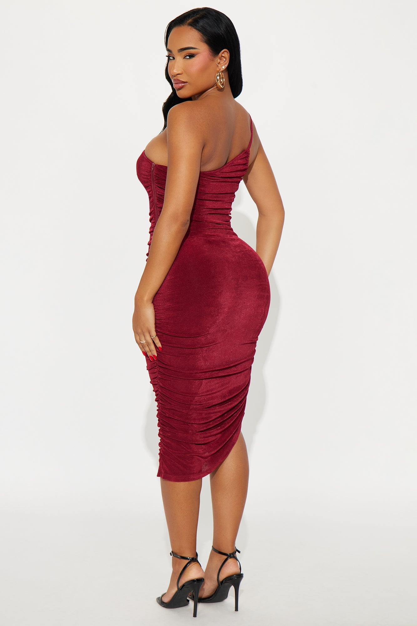 On Board Slinky Midi Dress - Wine