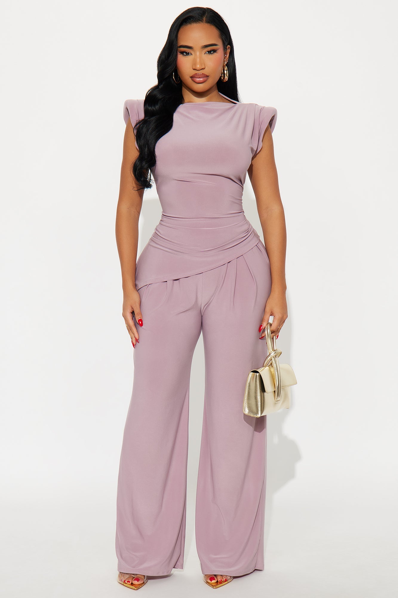 Bold Moves Wide Leg Pant Set - Mauve