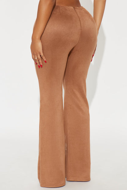 Southern Charm Faux Suede Flare Pant - Camel