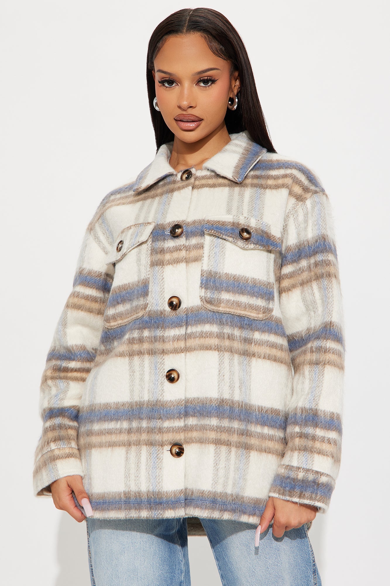 Nashville Living Plaid Shacket - Blue/combo