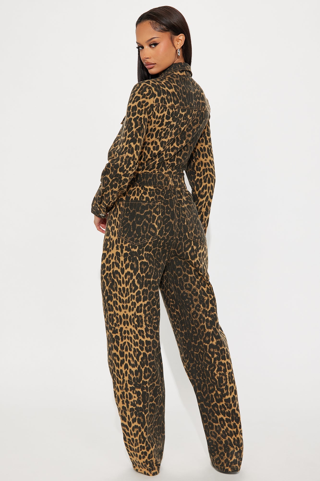 Thrill Seeker Barrel Leg Jumpsuit - Leopard