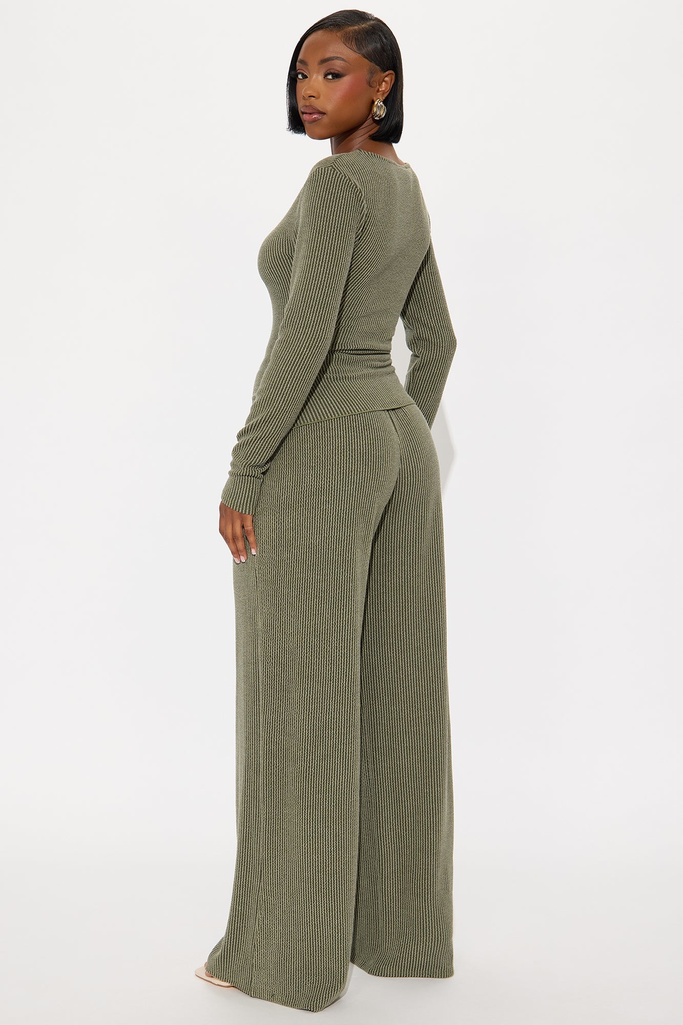 Julissa Ribbed Pant Set - Olive