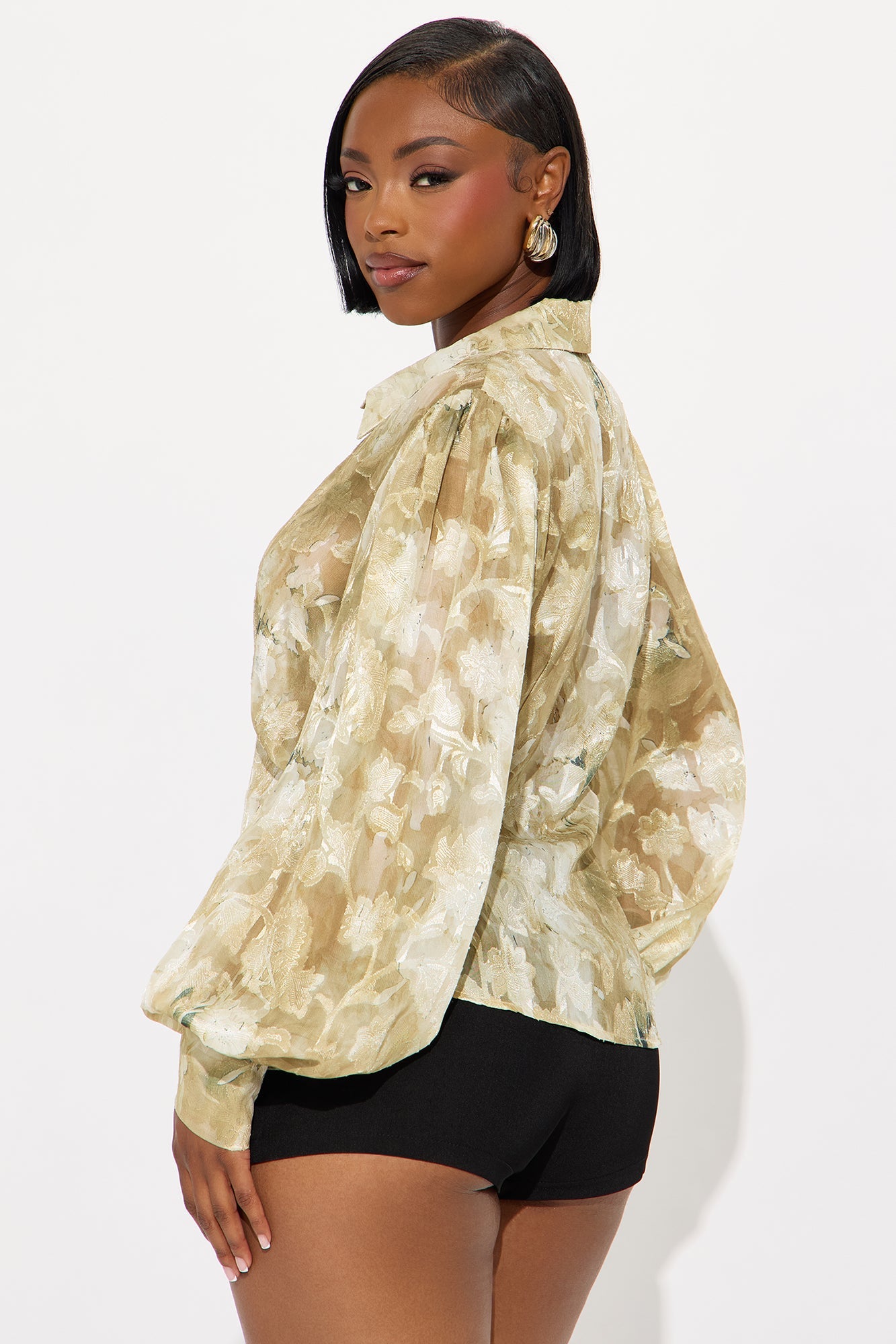 Wildflower Energy Floral Chiffon Shirt - Sand/combo