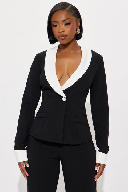 Thalia Long Sleeve Straight Leg Jumpsuit - Black/White