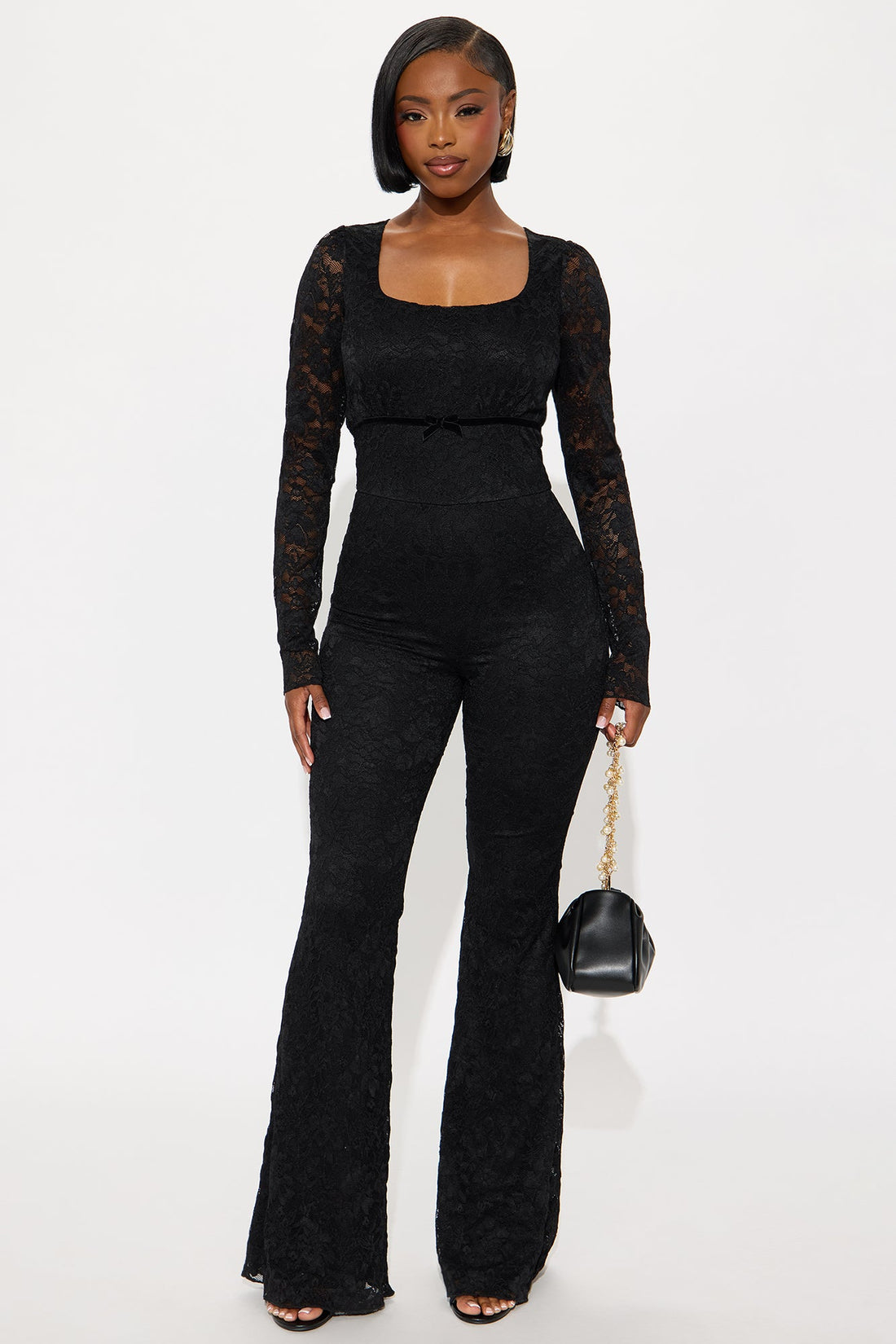 Antonina Lace Long Sleeve Jumpsuit - Black