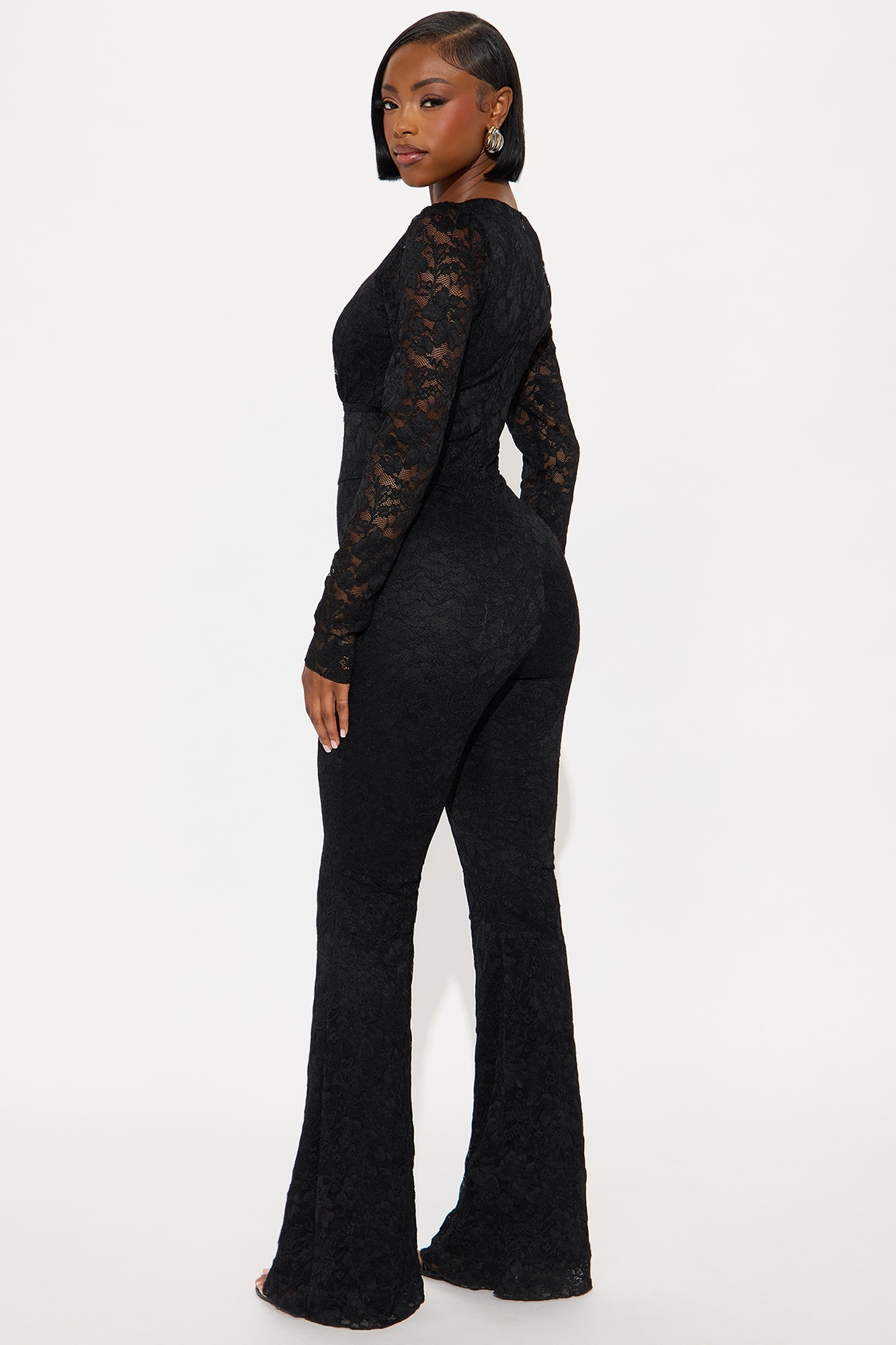 Antonina Lace Long Sleeve Jumpsuit - Black