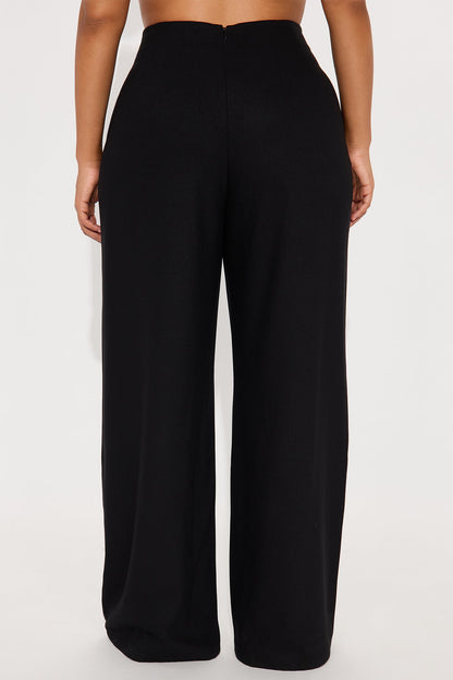 Hailey V Front Wide Leg Trouser 33″ - Black