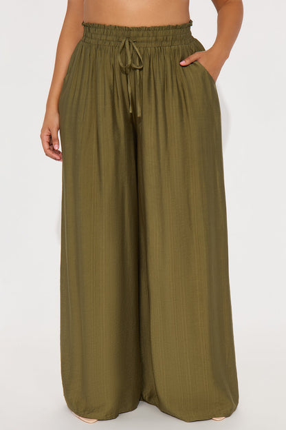 Meet At Sunset Wide Leg Pant - Olive