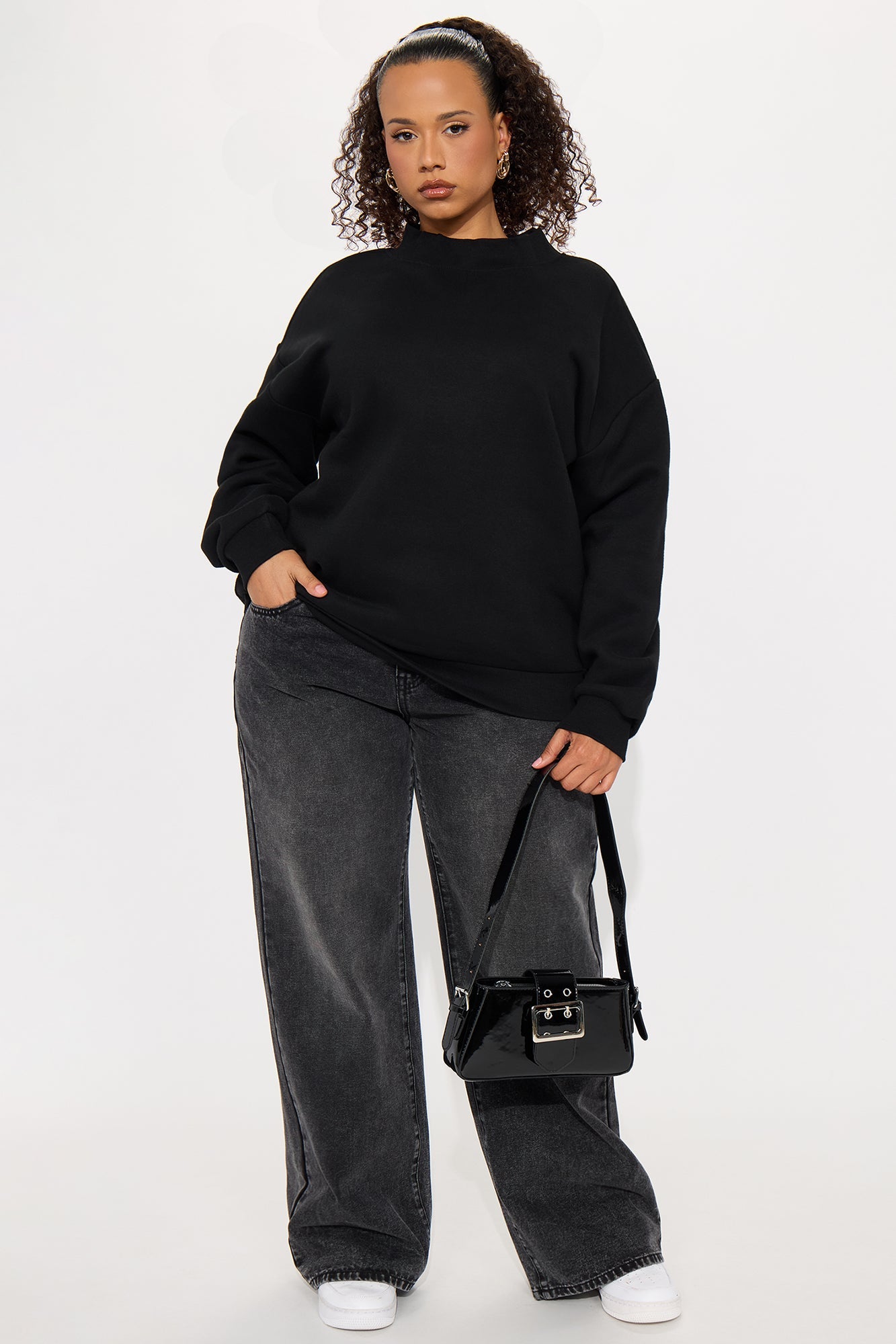 The Classic Mock Neck Sweatshirt - Black