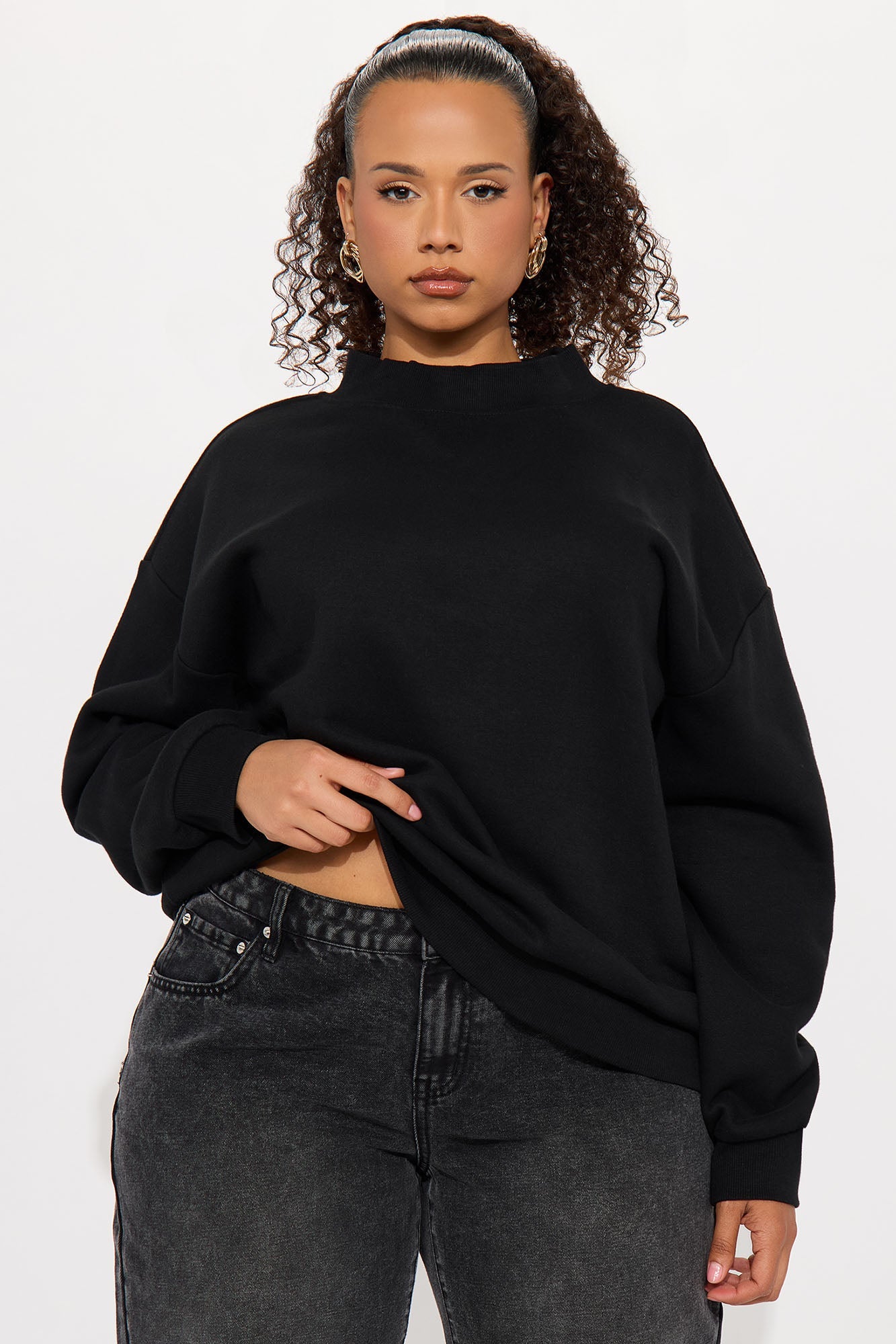 The Classic Mock Neck Sweatshirt - Black