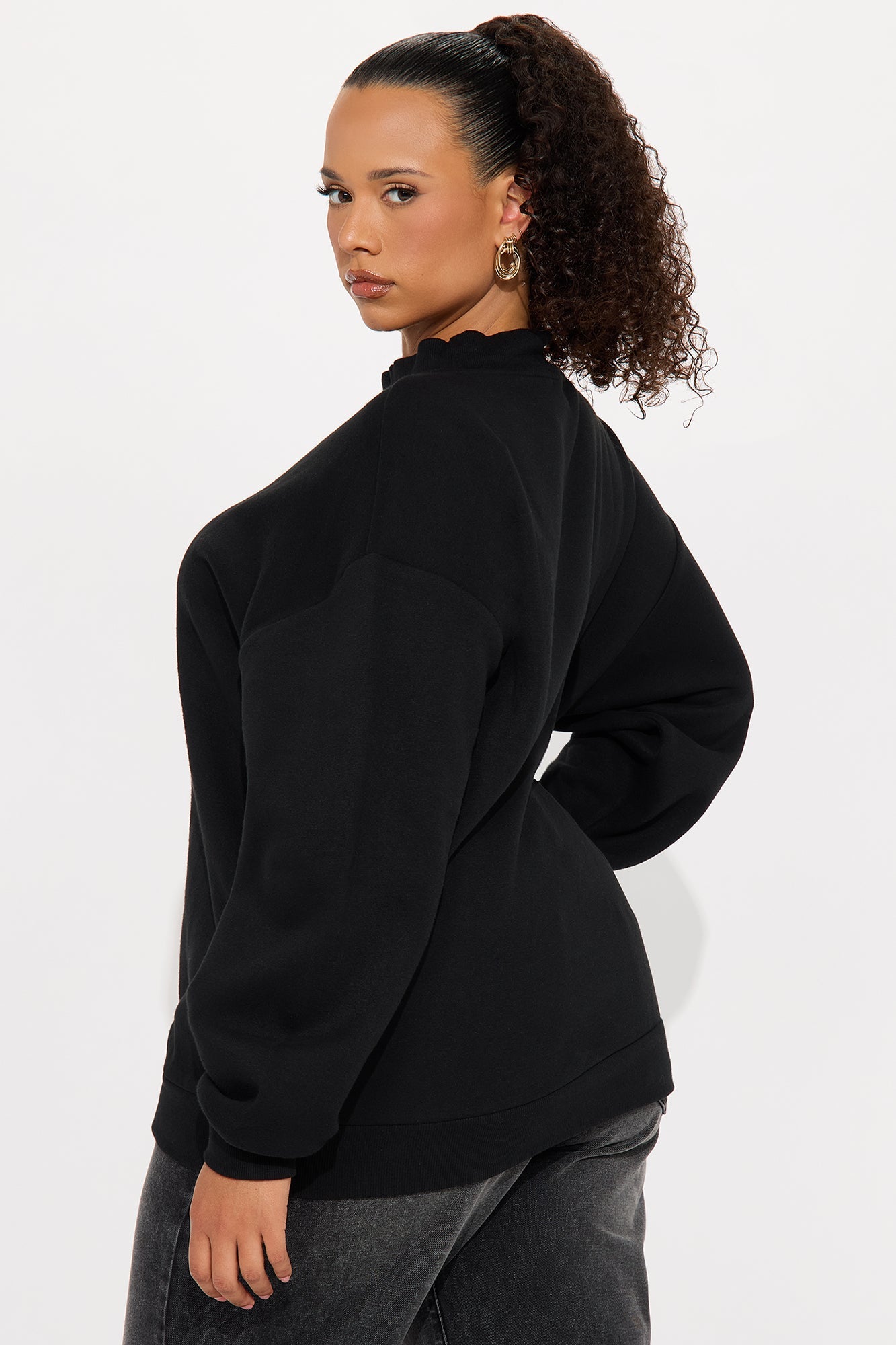 The Classic Mock Neck Sweatshirt - Black