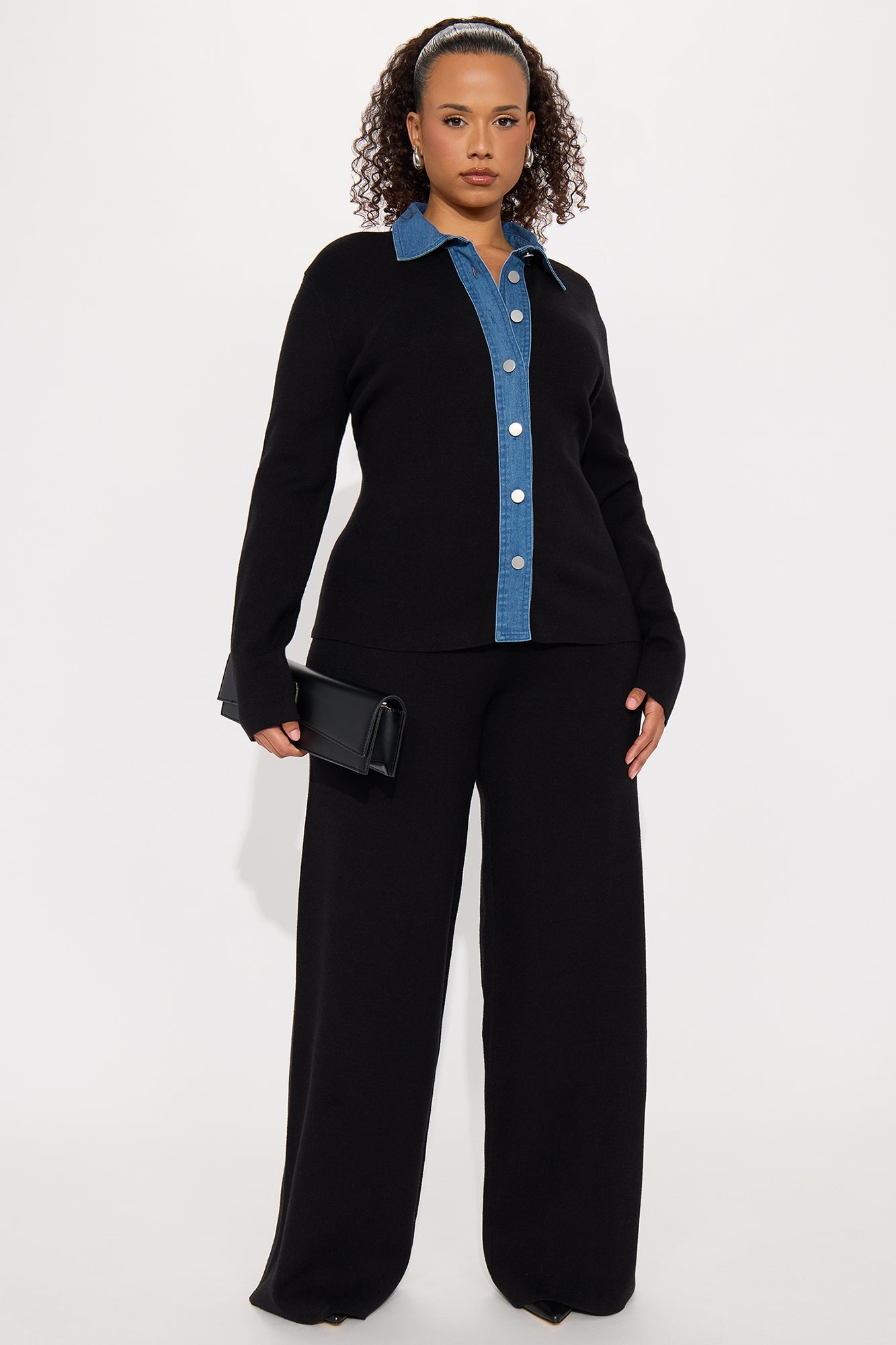 Calm And Composed Sweater Pant Set - Black