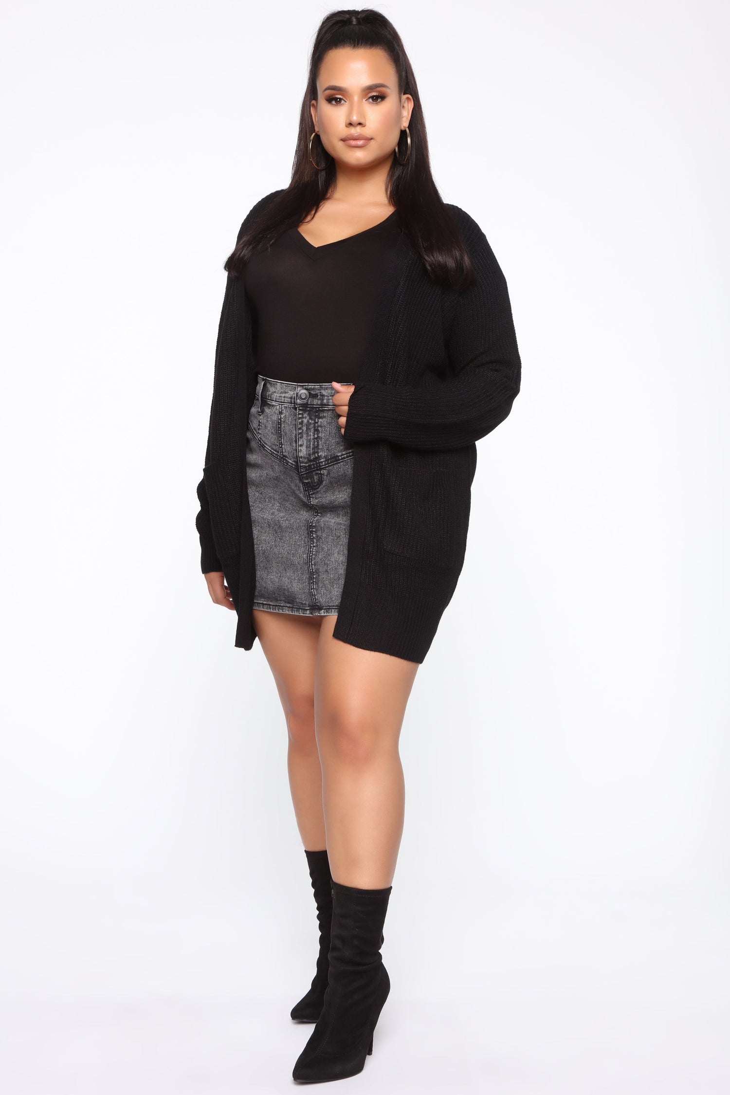 Zoe Two Pocket Cardigan - Black