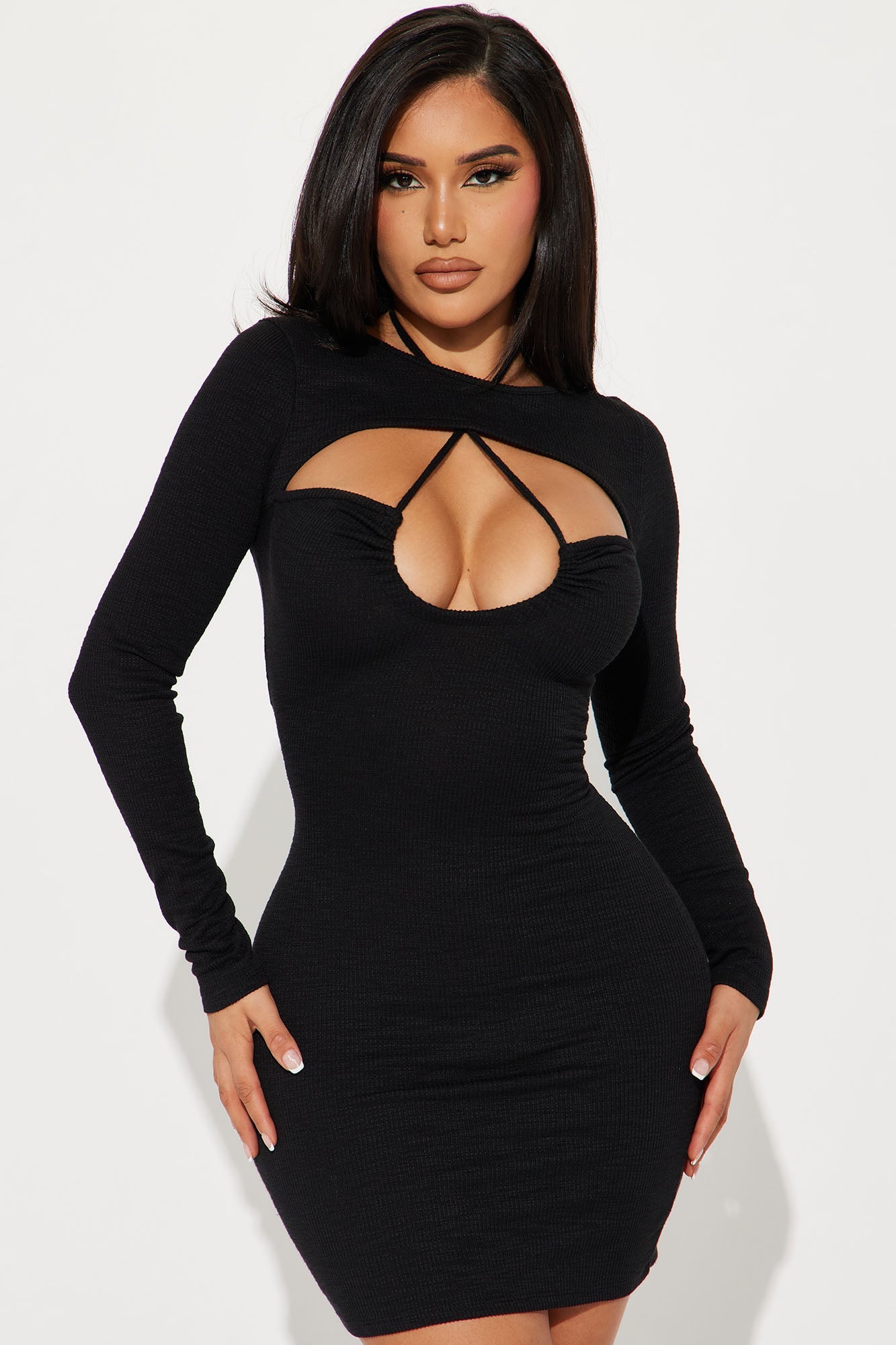 Zoey Textured Mini Dress - Black
