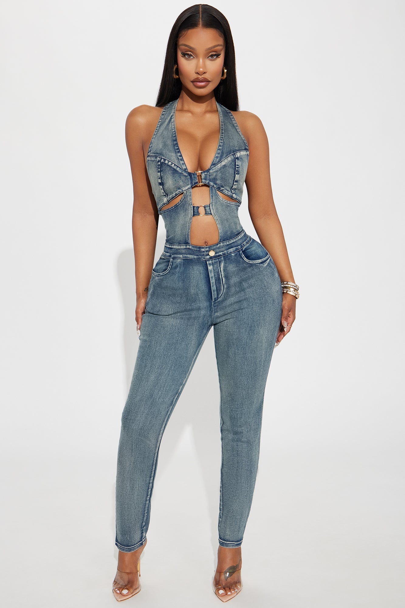 Spark The Passion Denim Jumpsuit - Medium Wash