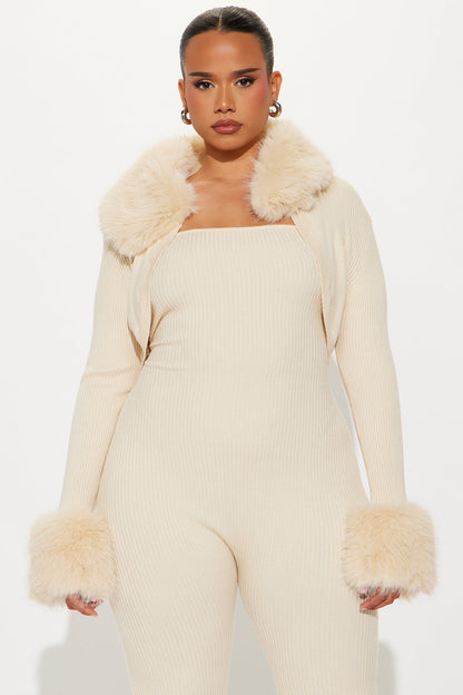 All Yours Sweater 2 Piece Jumpsuit Set - Cream