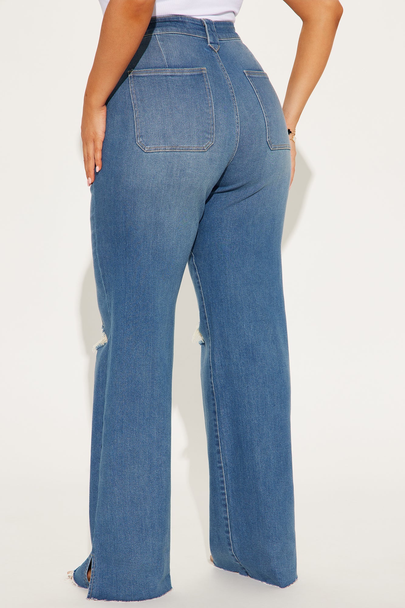 Tall Doubling Down Ripped Flare Jeans - Medium Wash