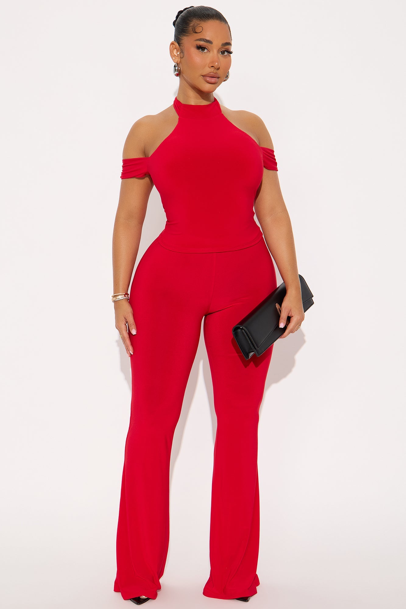 Hannah Halter Pant Set - Red