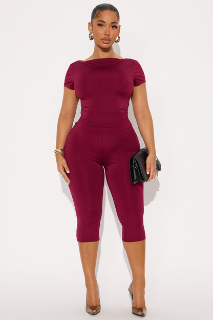 Khloe Capri Pant Set - Wine