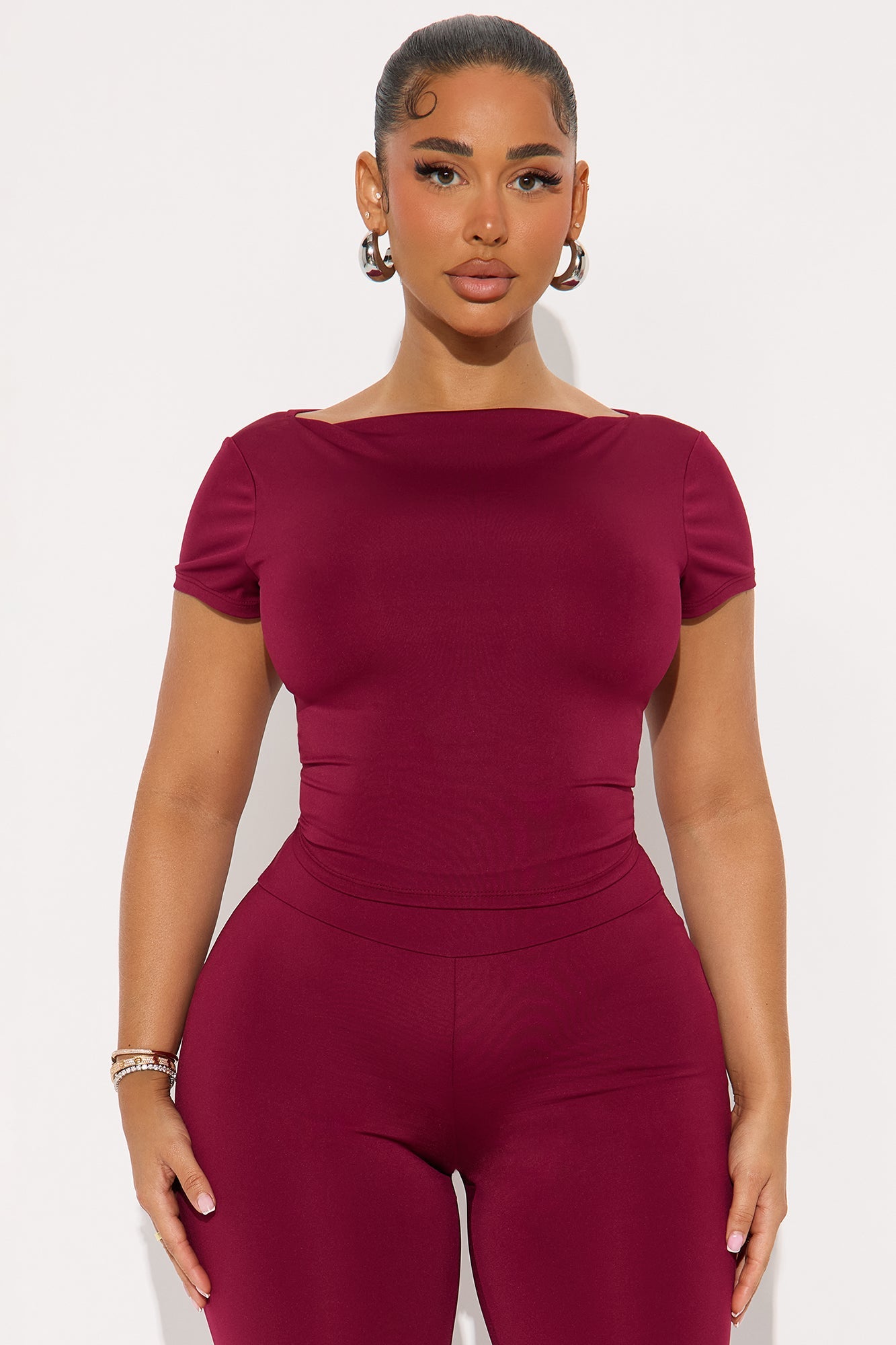 Khloe Capri Pant Set - Wine