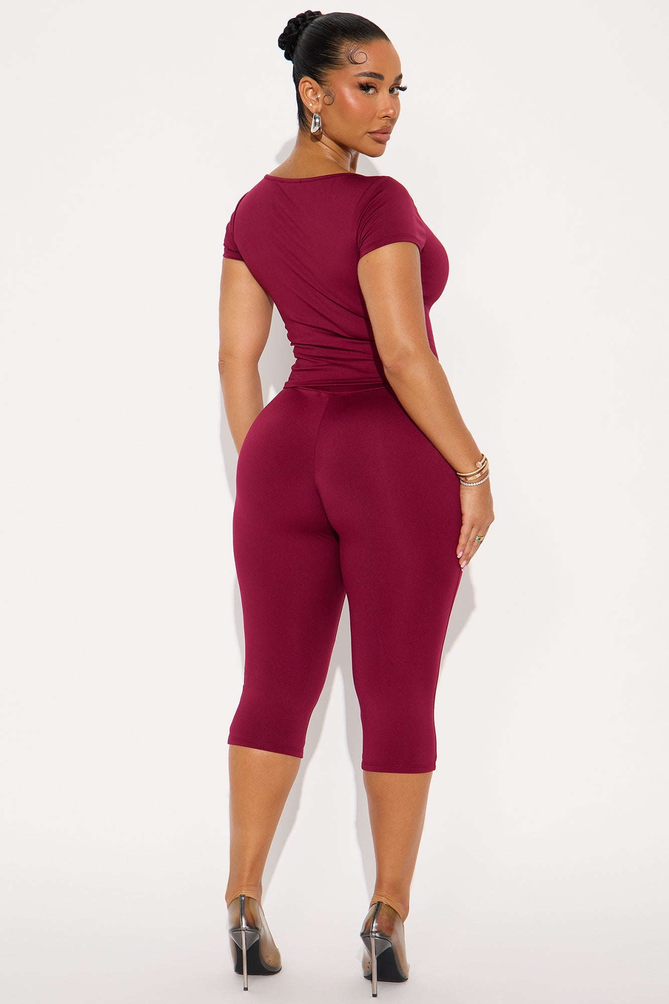 Khloe Capri Pant Set - Wine