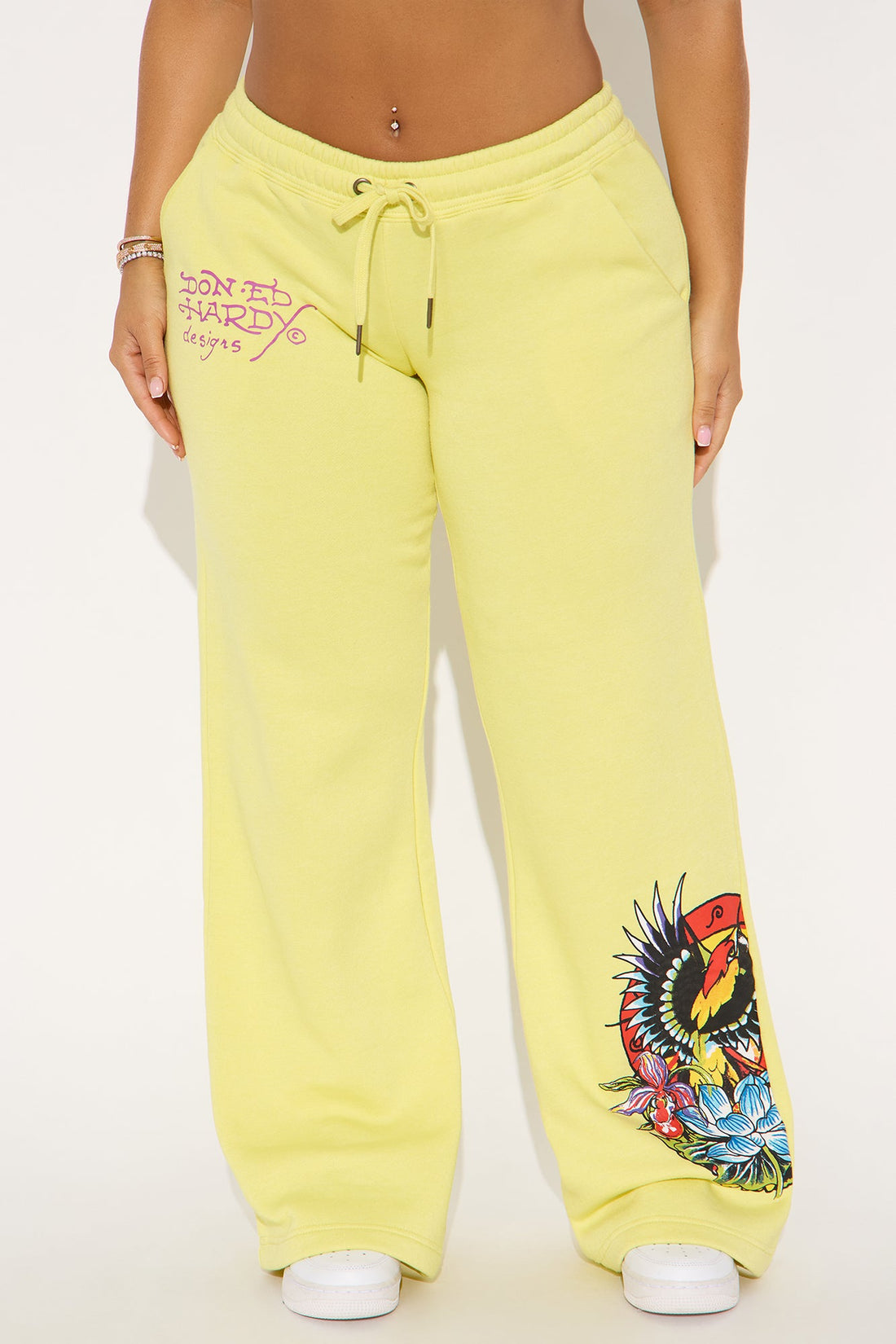 Ed Hardy Phoenix Wide Leg Pant - Yellow