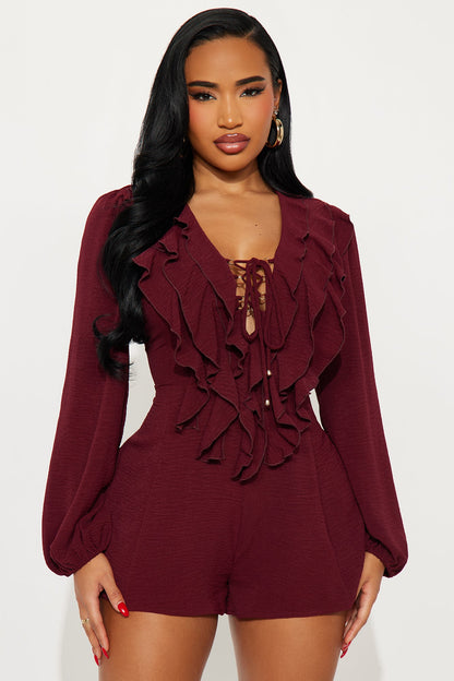 Analisa Airflow Long Sleeve Romper - Wine