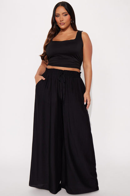 Meet At Sunset Wide Leg Pant - Black